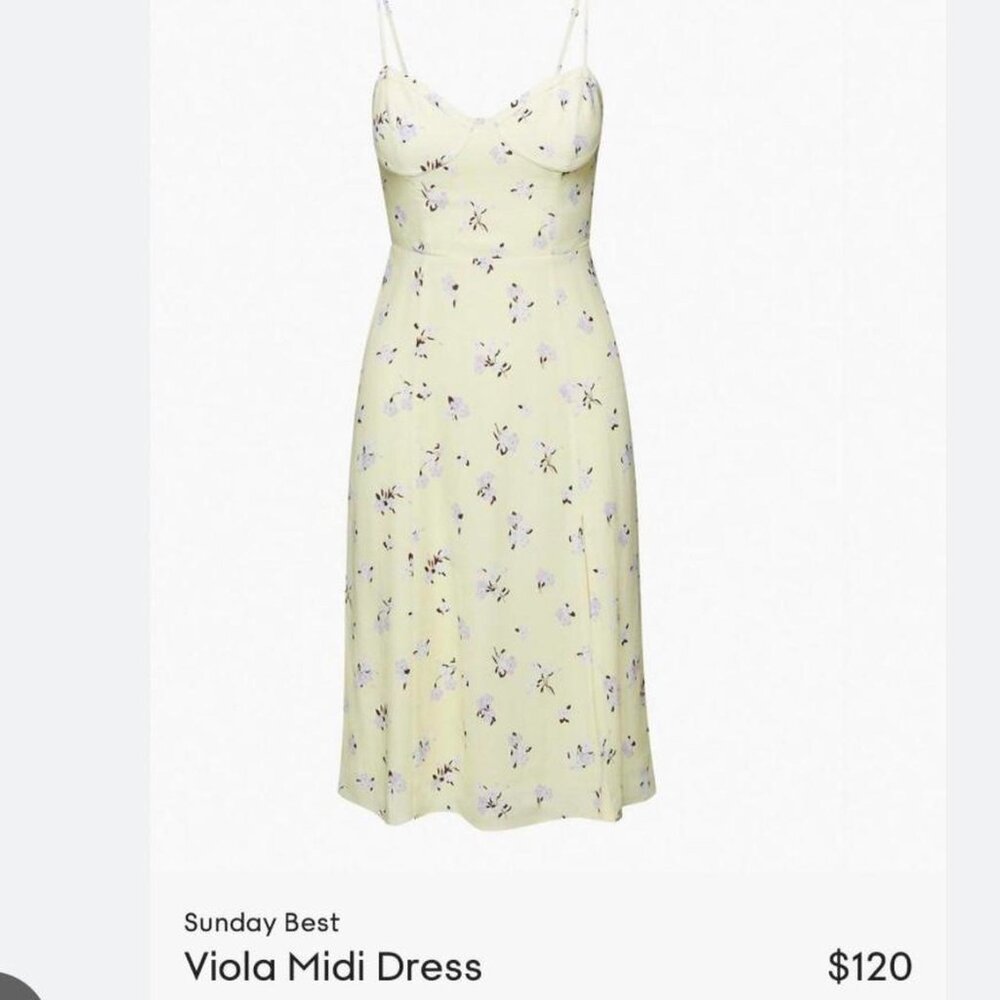 Aritzia Women's Viola midi Yellow and Cream Dress